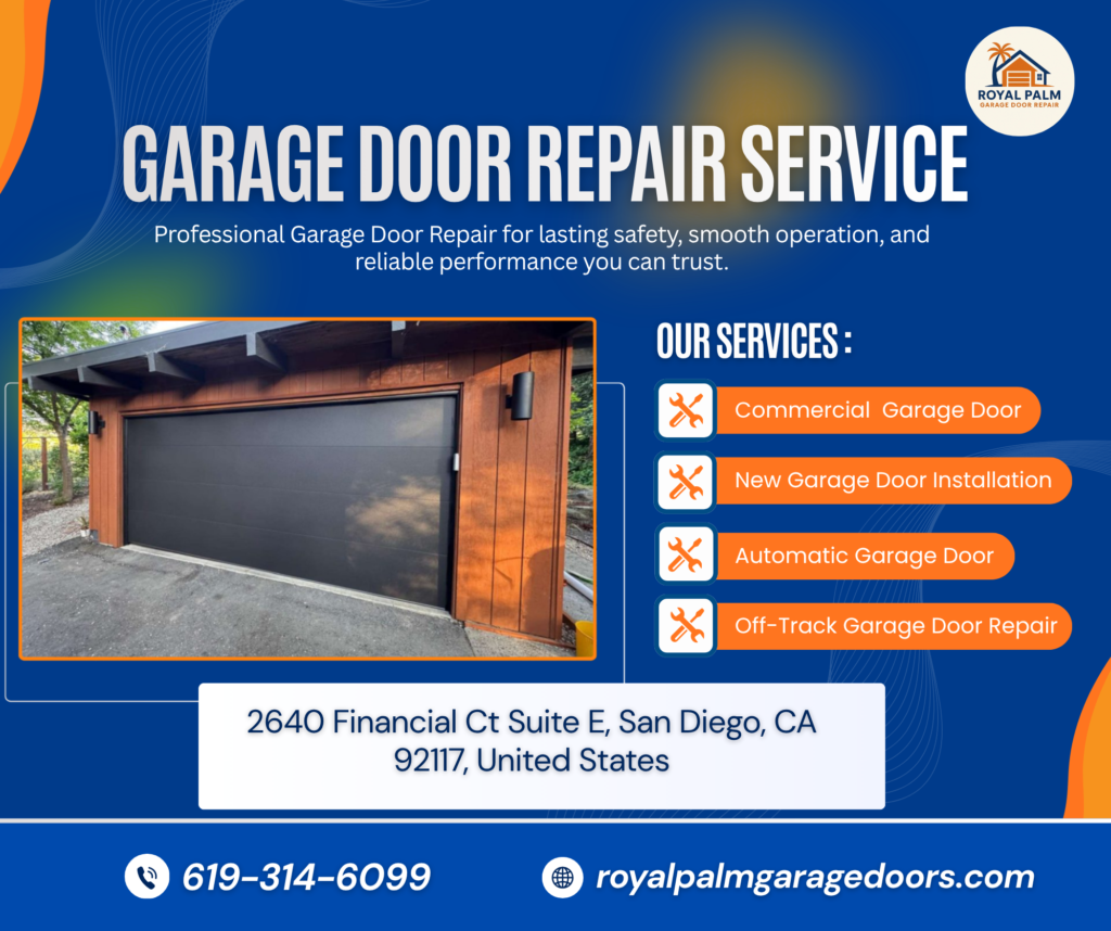 Technician providing affordable garage door service in San Diego home