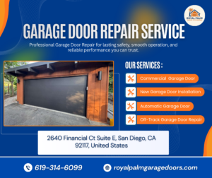 Technician providing affordable garage door service in San Diego home